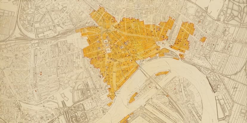 Projectie Brandgrens Rotterdam 1940